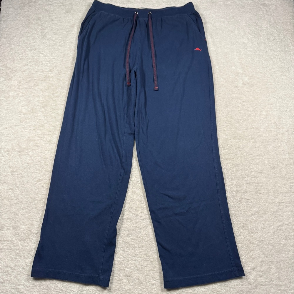 Tommy Bahama Mens Navy Blue Cotton Blend Lounge‎ Pajama Pants Marlin Logo Large